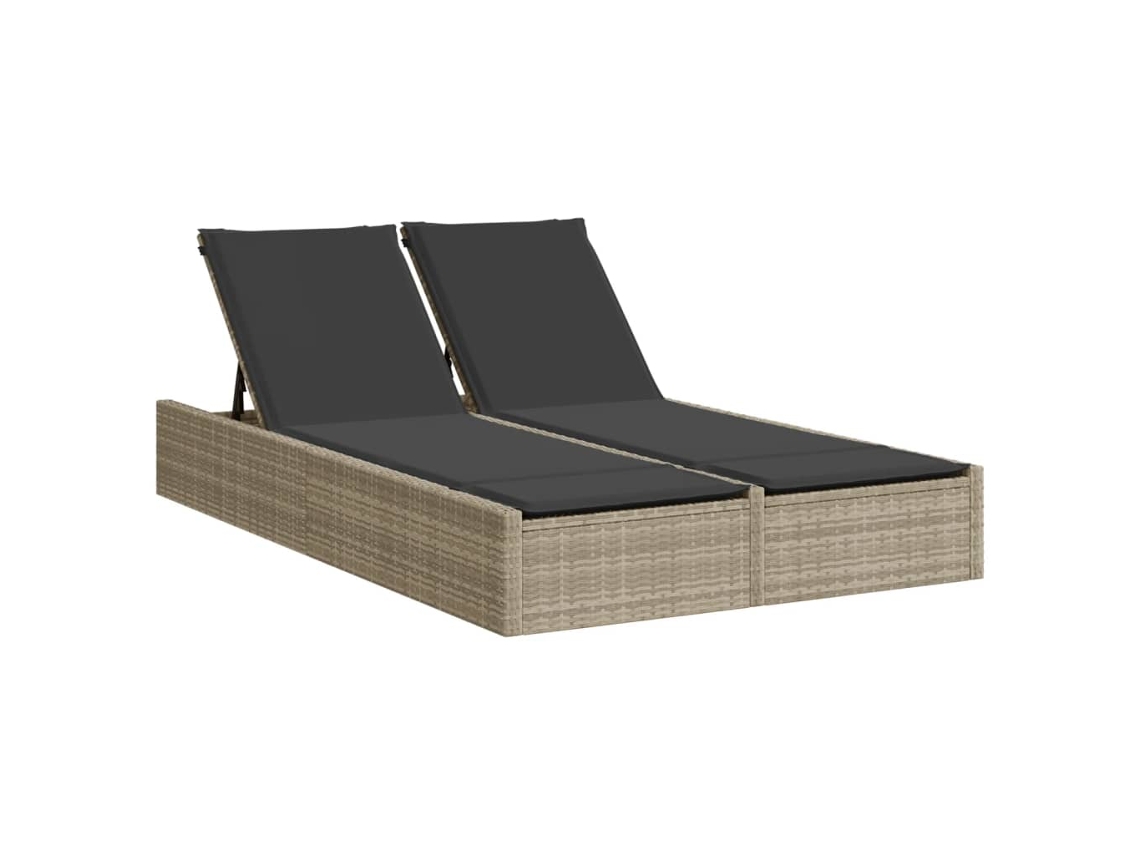 Chaise longue doble con cojines, mimbre, patas gris claro, MAISON EXCLUSIVE (sin dimensiones)