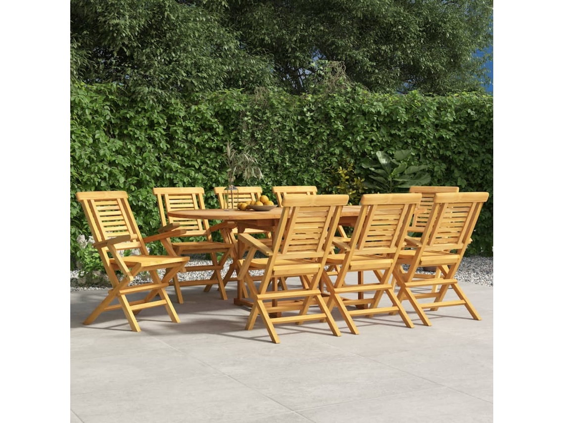 Sillas de jardín plegables (8 unidades, 56 x 63 x 90 cm), teca maciza, DKD Home Decor