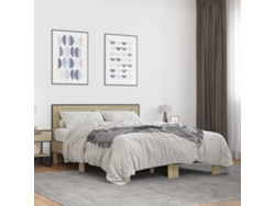 Estructura Cama Madera Ingeniería Metal Roble Sonoma 120x200 Cm