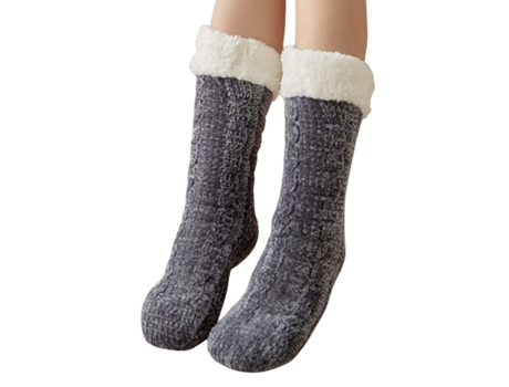 Outono inverno grosso fuzzy quente meias de chão para casa cama chão presente de natal Gris oscuro