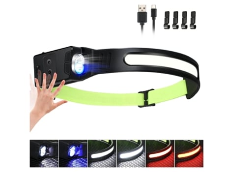 BISBISOUS Linterna Frontal Led Recargable 6 Modos de Luz Ajustables Ipx4 Impermeable Negro VIGA EUROPE