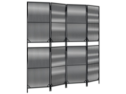 Biombo de 4 paneles ratán VIDAXL sintético negro