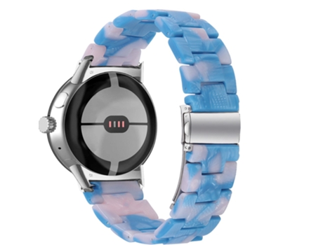 Correa de acero inoxidable luz delgada con hebilla para Google Pixel Watch - mezcla rosa azul