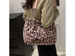 Bolso De Hombro De Felpa Con Estampado De Leopardo, Gran Capacidad, Elegante Para Mujer, Ideal Para Uso Diario, Viajes Y Compras.