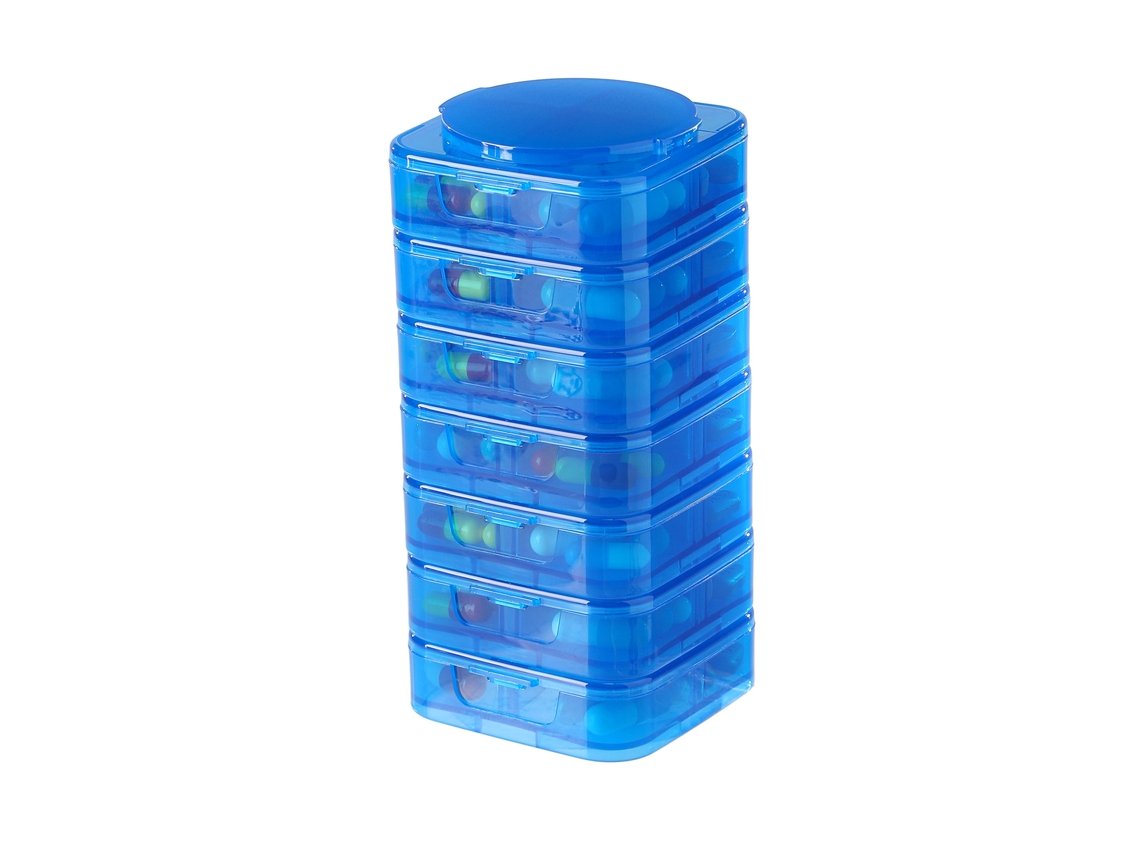 Organizador Semanal De Pastillas Chrui 7 Días Apilable Desmontable Sin Bpa (azul Oscuro)