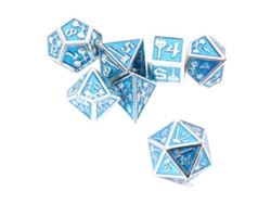 -set De 7 Dados Poliedros De Metal Clara Número Brillo Inodoro Para Juegos De Mesa Y Rol Azul