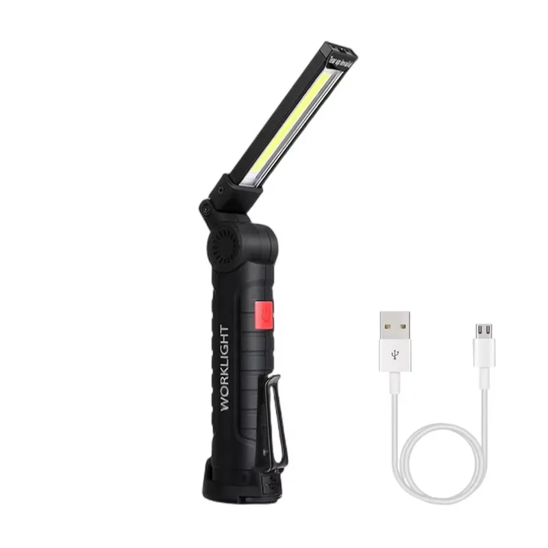 Linterna LED COB portátil (corta) - Recargable por USB - Lámpara colgante magnética - Batería integrada