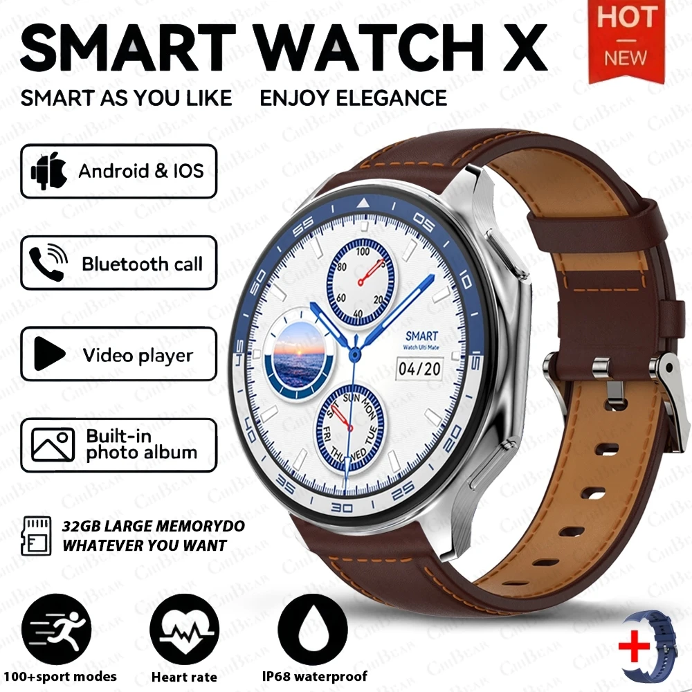 Smartwatch con 4GB de RAM, efecto visual envolvente 3D MDUG (pulseira Marrom)