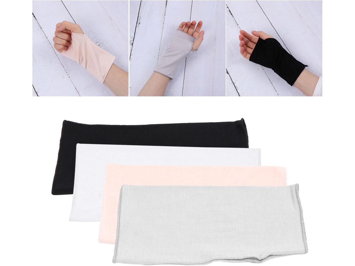 4 pares de guantes cortos de algodón con protección anti-ultravioleta