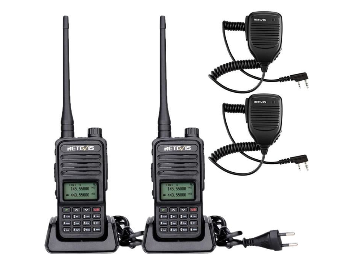 Walkie-talkie bibanda RT85 de largo alcance con micrófono de mano, radio bidireccional profesional para caza y acampada, Retevis