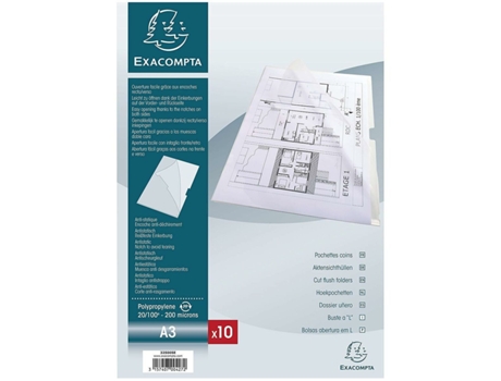 Dosier EXACOMPTA Portadocumentos 10 Unidades Transparente A3