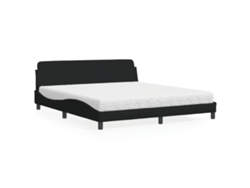 Cama Con Colchón De Tela Negro 180x200 Cm