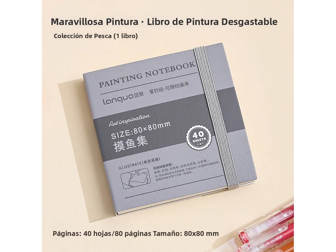 Cuaderno de bocetos, papel de 250 g/m², 40 páginas, tamaño mini (8x8cm)
