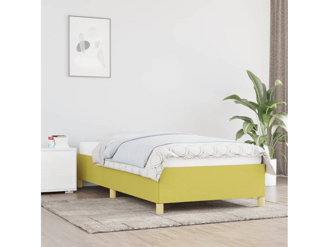 Estructura De Cama Sin Colchón Tela Verde 90x200 Cm