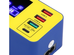 Hub Usb De Carga Rápida De 8 Puertos Y 40 W Con Pantalla Lcd, Doble Voltaje, Enchufe Británico.