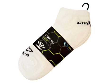 Calcetines para Hombre UMBRO Liner 3 Pares Blanco para Fútbol (EU 39 - 42)