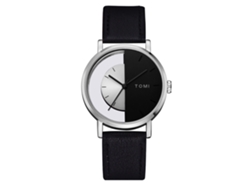 Reloj De Negocios Fashion Tomi Analógico Correa Pu Cuarzo Para Hombres Plata Negro