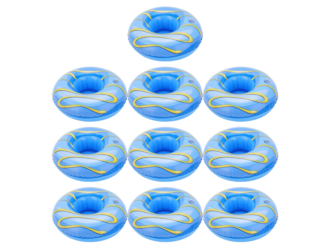 10 Portavasos Flotantes Inflables Para Piscina, Ideales Para Fiestas Y Actividades Acuáticas. Fabricados En Pvc Resistente, 21 X 21 Cm.