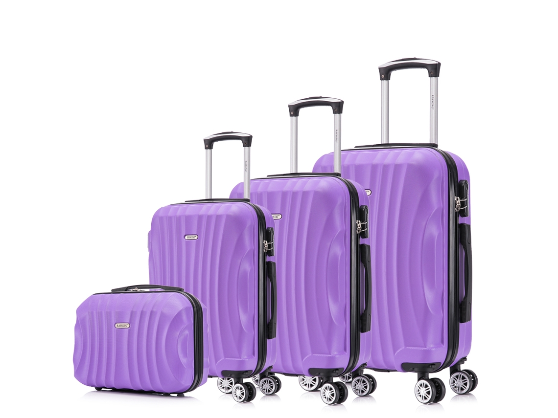 Juego de maletas ABS Rígida 4 pcs/Maleta Cabina 55cm/Maleta Mediana 68cm/Maleta Grande 78cm/Neceser 29cm RAYKONG