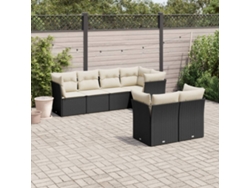 Conjunto de sofá de jardín de 7 piezas con cojines de mimbre negro de DKD Home Decor