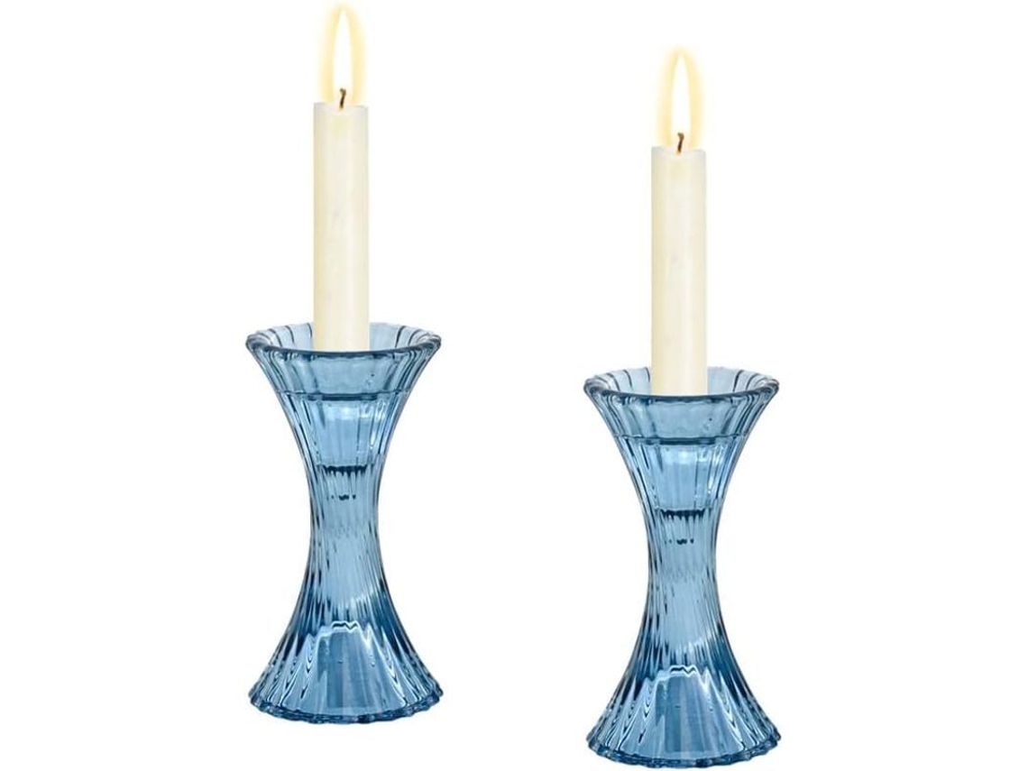 Juego De 2 Portavelas De Cristal En Forma De Cono Con Base Redonda Y Diseño Elegante.