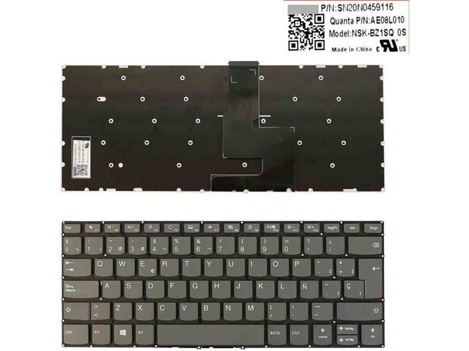 Teclado para Portátil Lenovo Ideapad 330-14Ikb Gris Sin Marco
