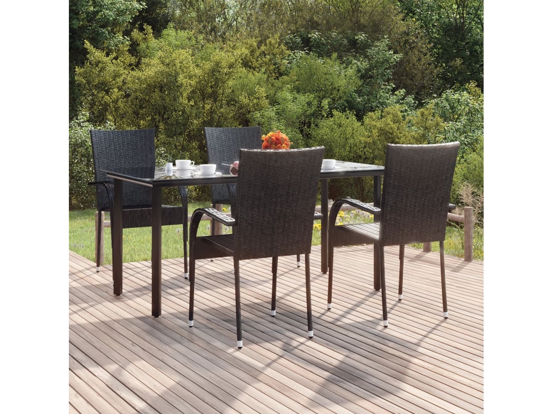 Juego de comedor de jardín DKD Home Decor de 10 piezas en mimbre negro