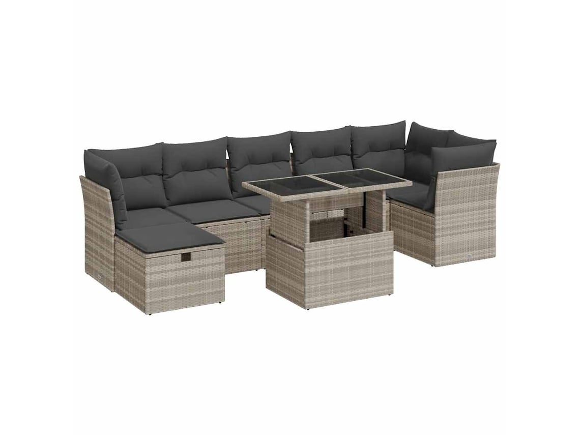 Maison Exclusive - Set De Sofás De Jardín 8 Pzas Y Cojines Ratán Sintético Gris