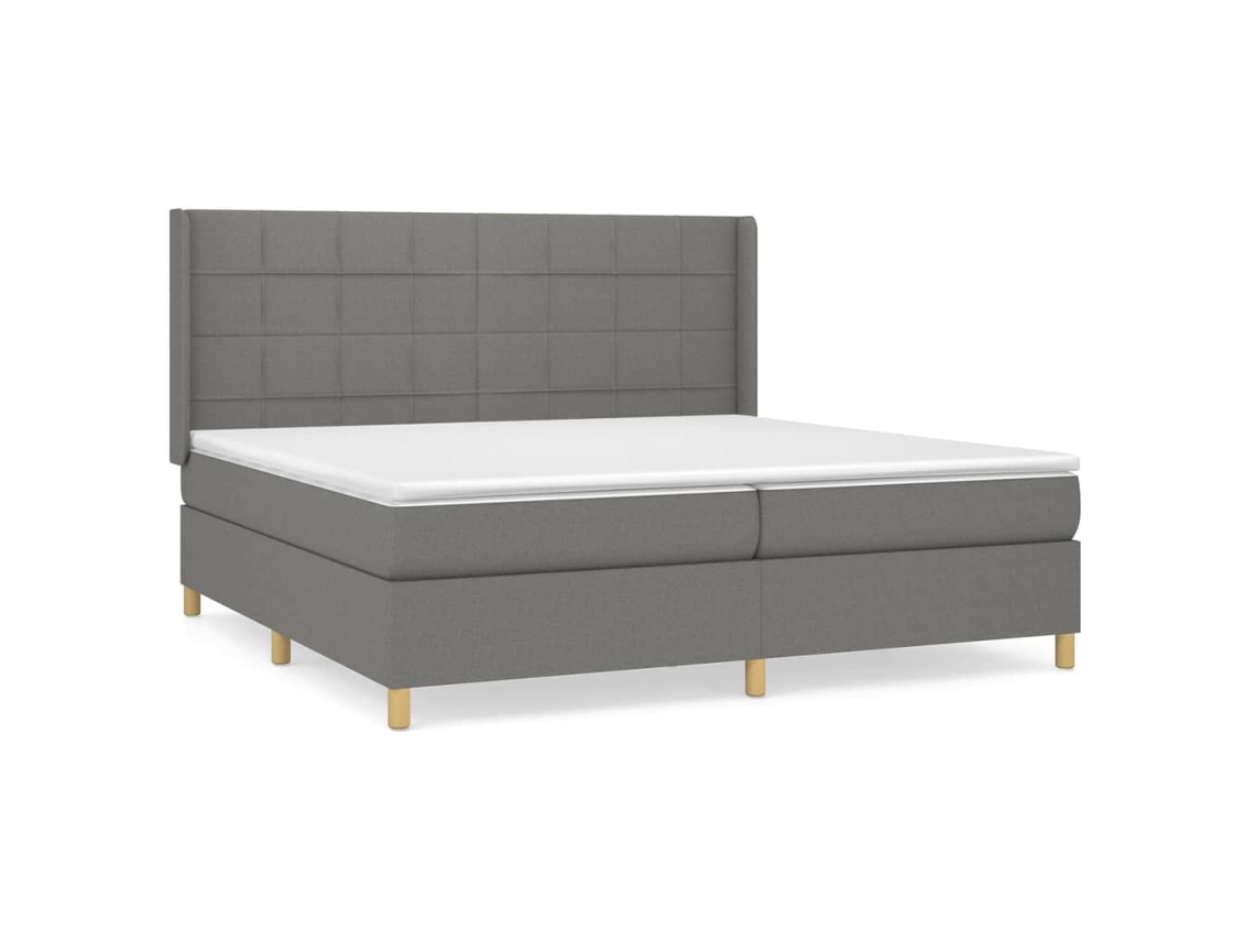 Maison Exclusive - Cama Box Spring Con Colchón Tela Gris Oscuro 200x200 Cm