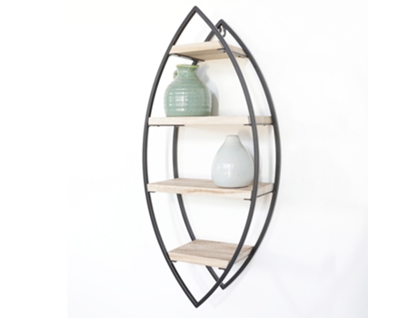 Perchero de pared ovalado con 4 baldas de madera - 36x80cm IVOL
