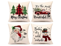 Juego De 4 Fundas De Almohada Navideñas Con Motivos De Copos De Nieve