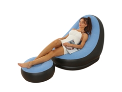 Silla Hinchable Plegable De Pvc Flocado Con Asiento Cómodo Para Camping Y Viajes - Azul Claro