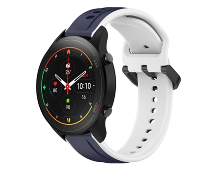 Correa de reloj inteligente para Xiaomi MI Watch S1 Pro 22 mm Bucle convexo de silicona bicolor (azul medianoche + blanco)