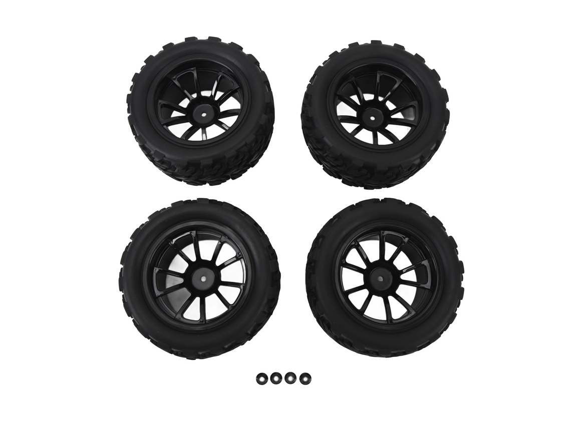 4 Neumáticos Para Coche Rc Con Llanta De 10 Radios Y Tornillos M4 Para Coches Rc A Escala 1/10 (uso Universal)
