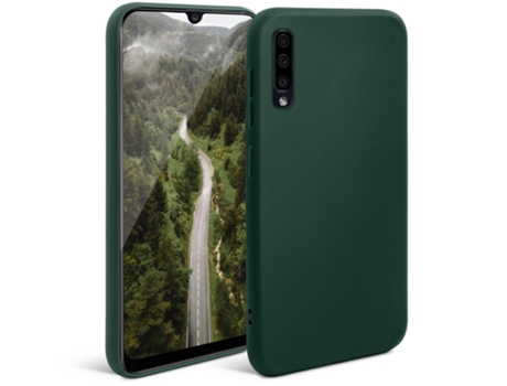 Funda de Silicona de la Serie Minimalista MOOZY para Samsung A50 Verde Medianoche – Funda Delgada de TPU Suave con Acabado Mate