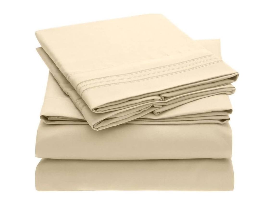 2026-39970-conjunto De Sábanas Para Cama Twin - Niños Suaves Resistentes Arrugas Manchas - Beige 3 Piezas