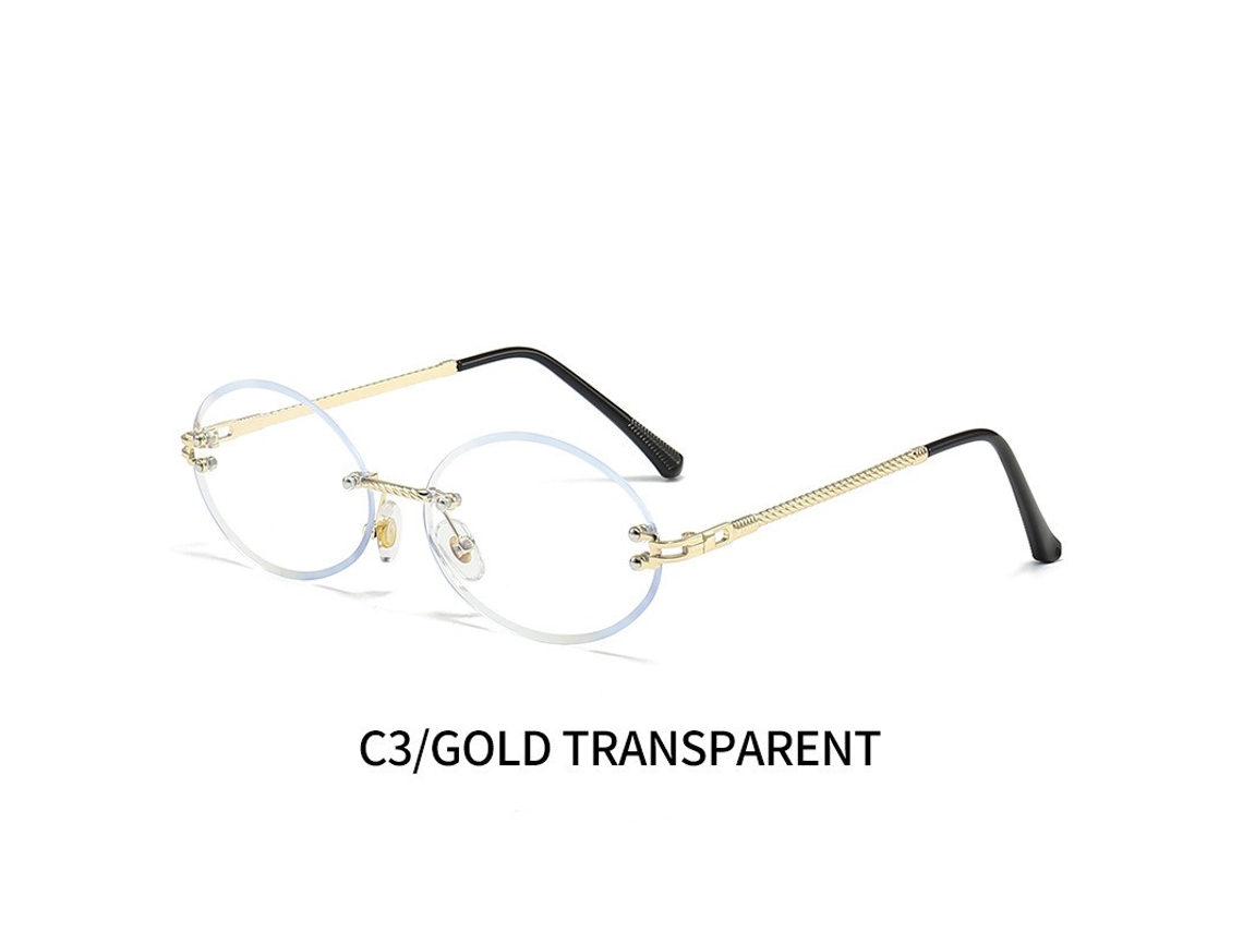 Gafas De Sol Ovaladas Para Mujeres Y Hombres, Gafas De Sol Ovaladas Sin Montura, Gafas De Sol Vintage Sin Marco, Transparentes Chrui