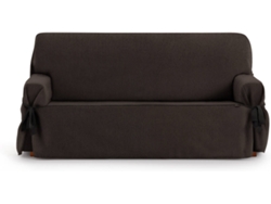 Funda de Sofá 2 Plazas EYSA Mid con Lazos (110 x 70 x 180 cm - Poliéster y Algodón - Marrón)
