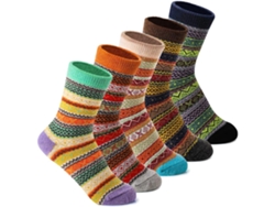 Calcetines navideños de lana unisex, cálidos y regordetes (5 pares)