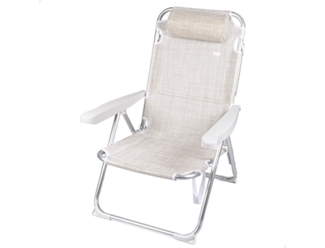 Silla De Playa y Tumbona 2 En 1 Plegable Beige con Cojín AKTIVE