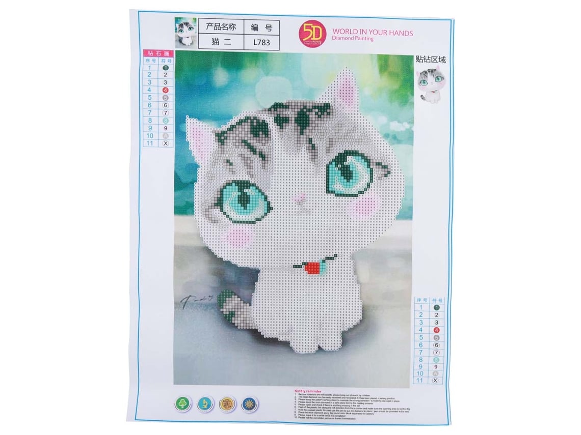 Kit de pintura de diamantes DIY con diamantes de imitación, bordado de gato, arte hecho a mano, decoración del hogar, 40*30 cm