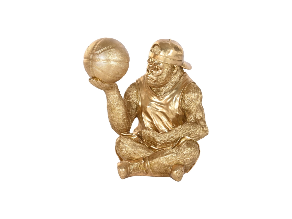 Figura Resina Gorila Dorado 54x46x60,5cm