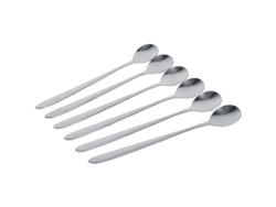 6 Cucharas De Acero Inoxidable Plata Con Mango Largo Para Café Latte Y Helado