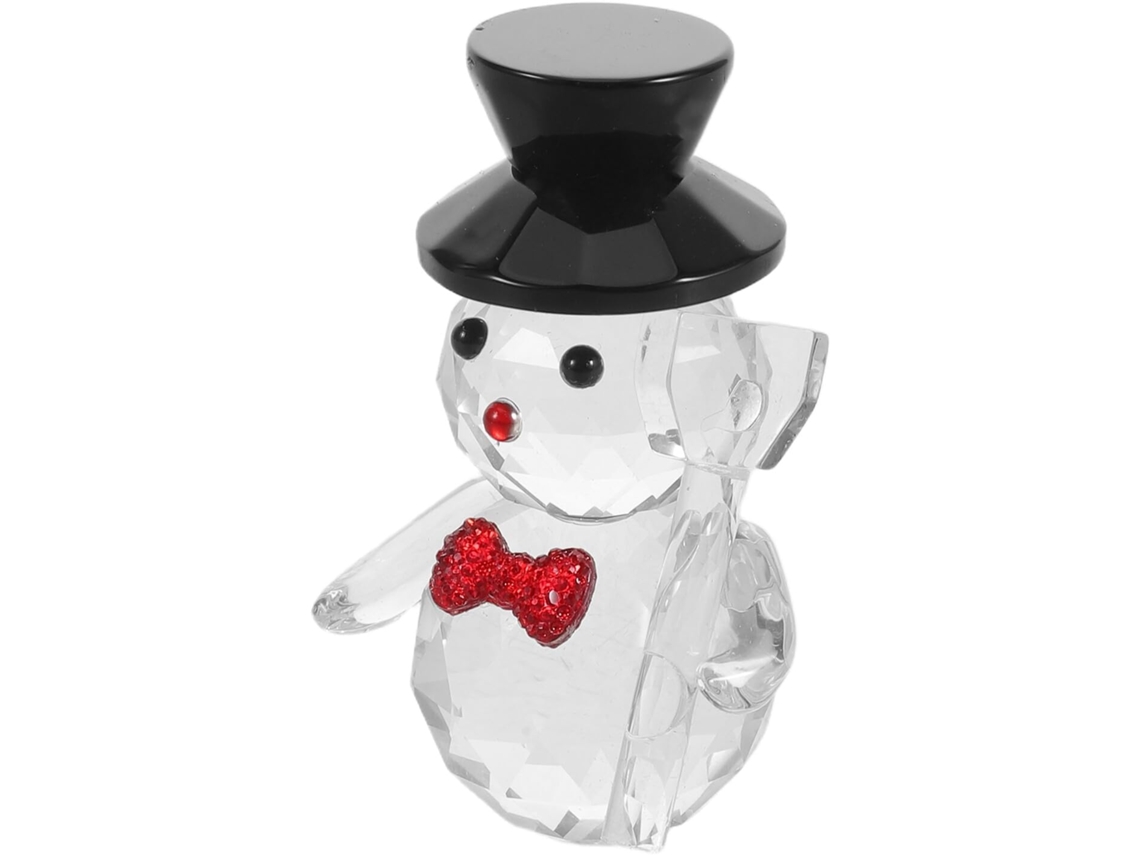 Elegante Figura Muñeco Nieve Cristal Decoración Estar Sombrero Negro Adorno Navideño Artístico Fácil Cuidar