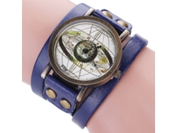 Reloj De Cuero Pu Vintage De Capas Para Hombre Y Mujer Unisex Acero Inoxidable Cuarzo Azul