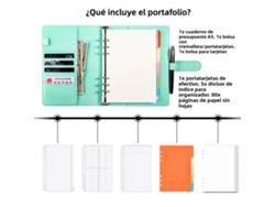 Cuaderno de hojas sueltas de cuero sintético A5 para proyectos de bricolaje con 80 páginas interiores, color verde