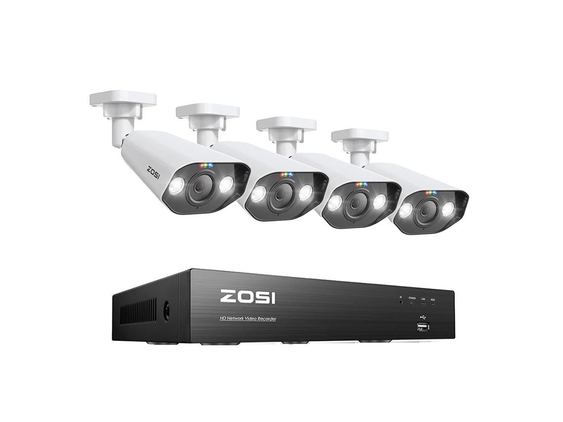 Sistema de cámaras de seguridad Zosi PoE, resolución Ultra HD de 8 MP, visión nocturna avanzada, NVR de 8 MP, 4 cámaras de 8 MP, sin OEM