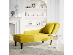 Chaise longue con cojín/apoyabrazos derecho terciopelo amarillo Wsd856895 Adorável Casa