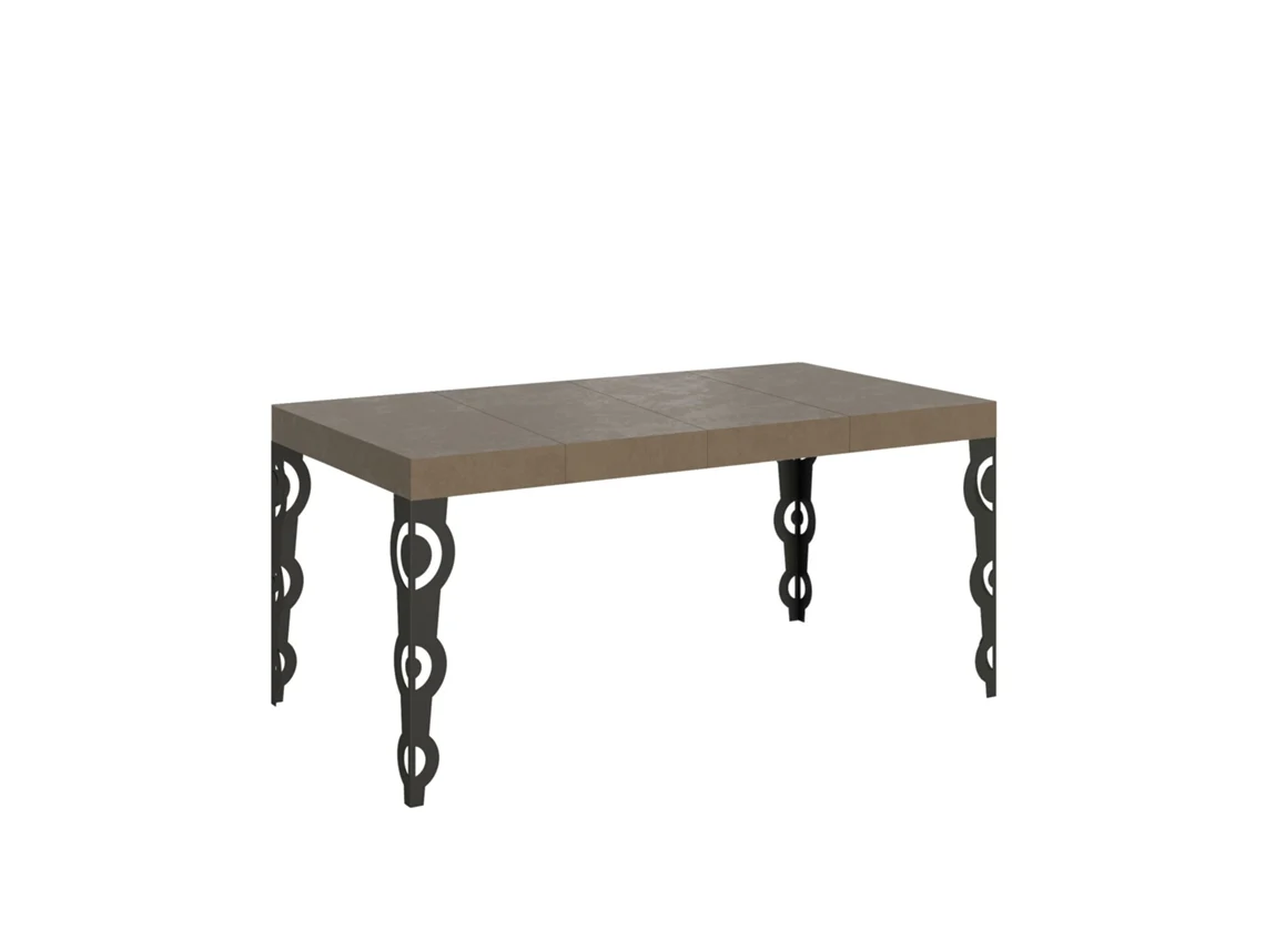 Mesa extensible Karamay Premium 120/380x90 cm en gris tórtola con patas antracita Itamoby