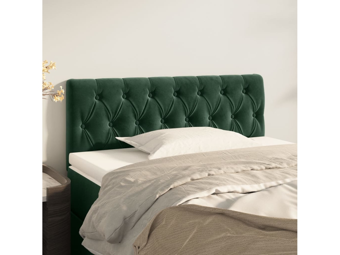 Cabecero De Terciopelo Verde Oscuro 100x7x78/88 Cm